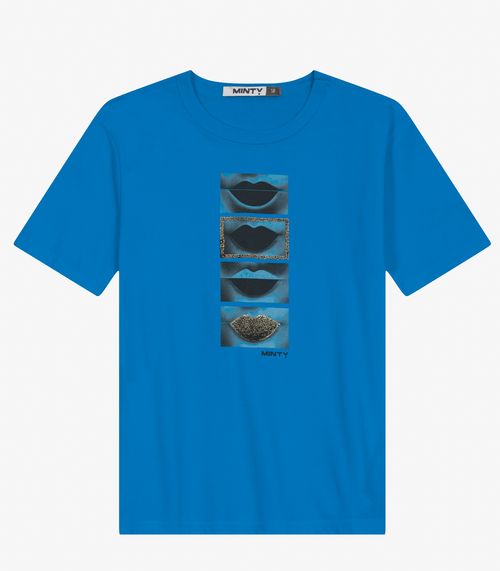 Camiseta T-Shirt Manga Curta em Meia Malha Minty Azul