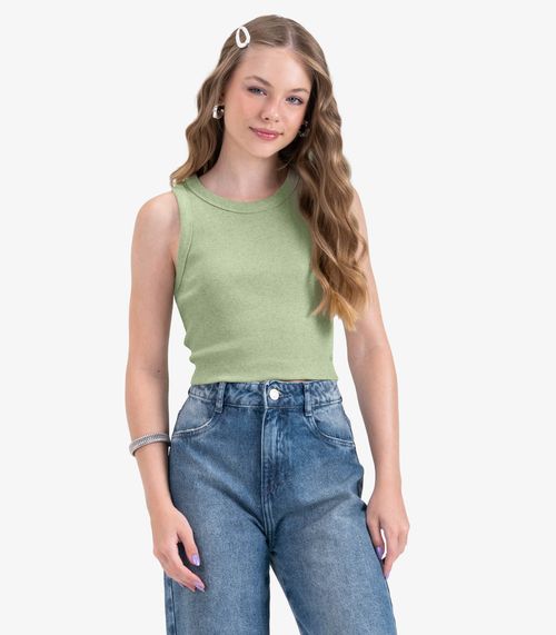 Regata Juvenil Feminina em Ribana de Melange Minty Verde