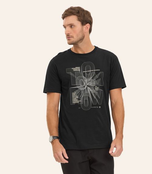 Camiseta Masculina Meia Malha Diametro Preto