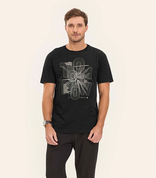 Camiseta Masculina Meia Malha Diametro Preto