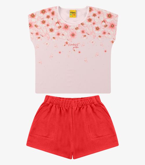 Conjunto Blusa com Shorts Menina Rovi Kids Rosa