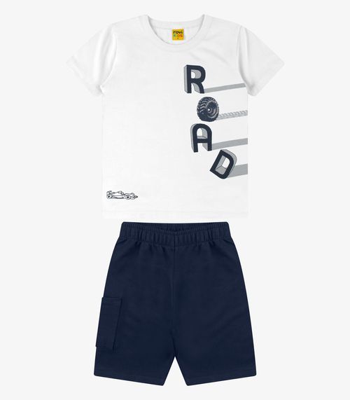 Conjunto Camiseta com Bermuda Menino Rovi Kids Branco