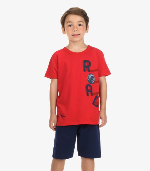 Conjunto Camiseta com Bermuda Menino Rovi Kids Vermelho