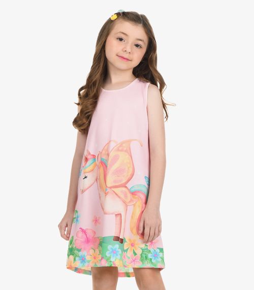 Vestido Poly Flex Touch Cotton Vestido Rovi Kids Rosa