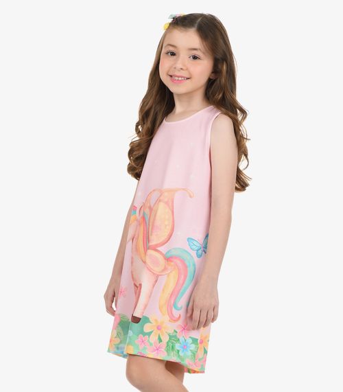 Vestido Poly Flex Touch Cotton Vestido Rovi Kids Rosa