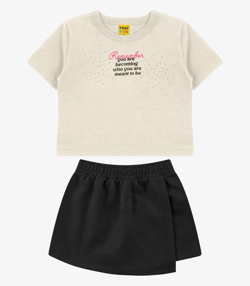 Conjunto Blusa com Shorts Saia Rovi Kids Bege