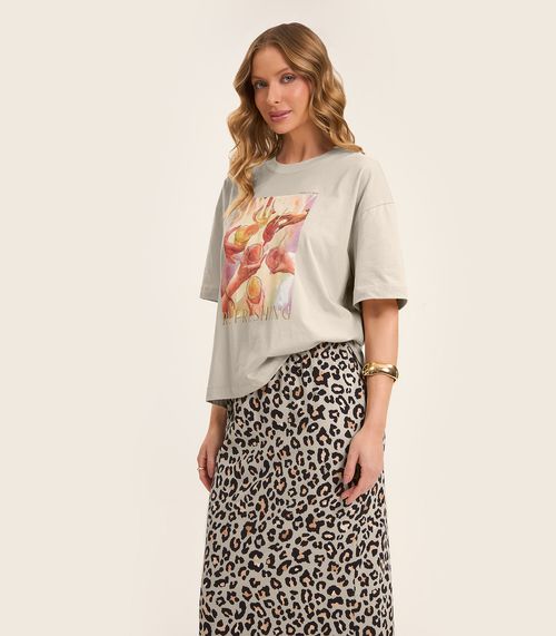 Camiseta Feminina em Meia Malha Rovitex Bege