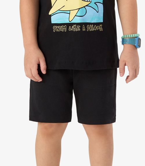 Bermuda Moletom Sarjado Infantil Rovi Kids Preto
