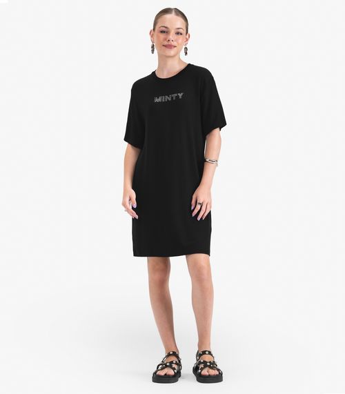 Vestido Juvenil Curto em Molecotton Minty Preto