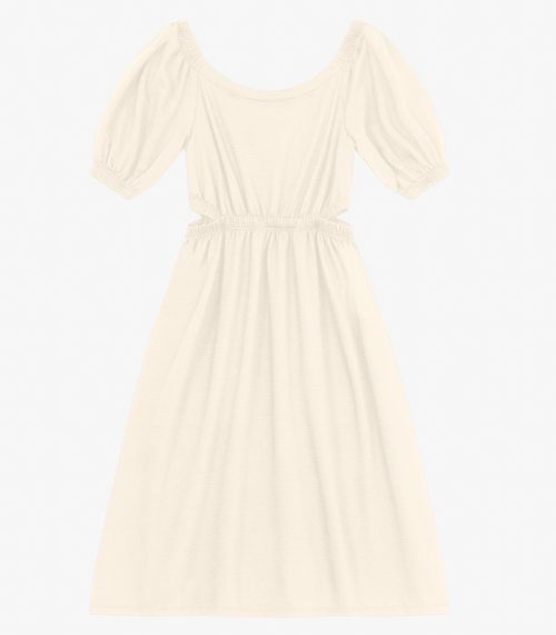 Vestido Juvenil Curto em Molecotton Minty Bege