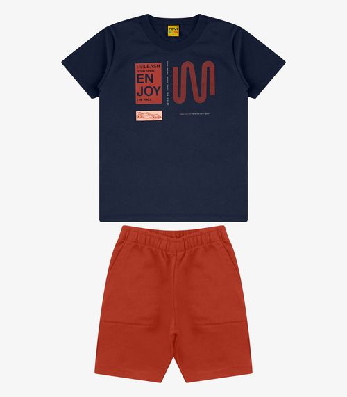 Conjunto Camiseta com Bermuda Menino Rovi Kids Azul