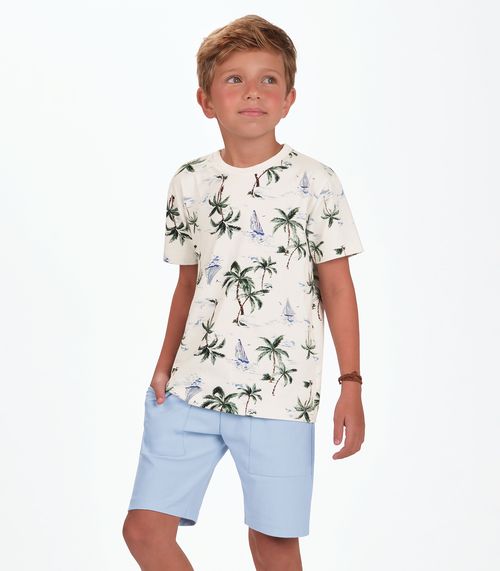 Conjunto Camiseta com Bermuda Menino Trick Nick Bege