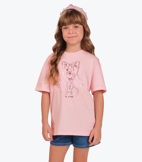 Camiseta Meia Malha Trick Nick Rosa