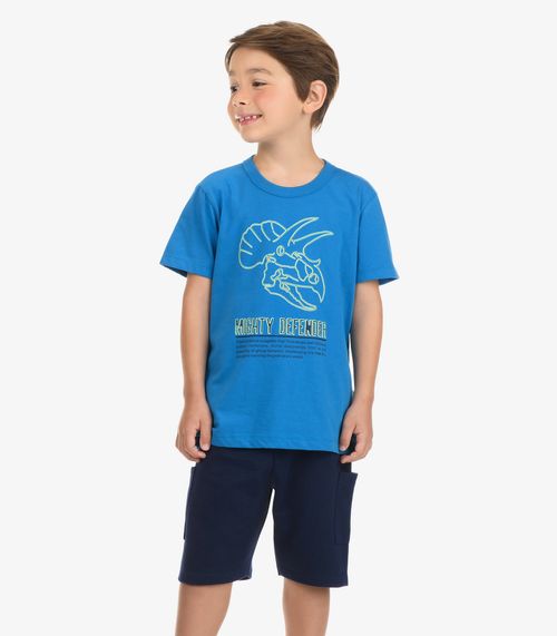 Conjunto Camiseta com Bermuda Menino Rovi Kids Azul