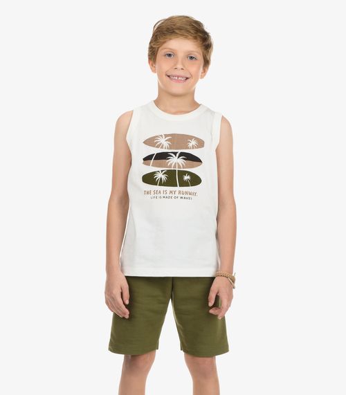 Conjunto Regata com Bermuda Menino Rovi Kids Bege