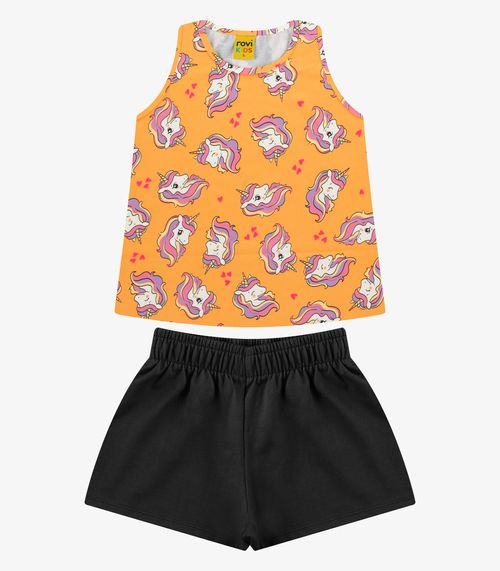 Conjunto Regata com Shorts Menina Rovi Kids Laranja