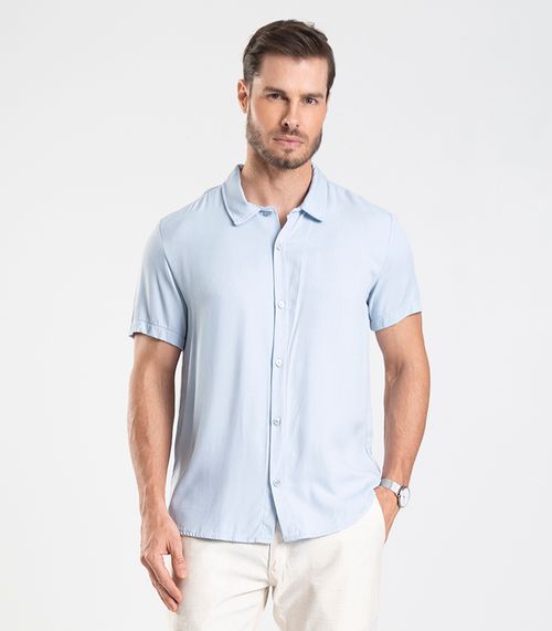 Camisa em Viscolinho Desert Masculina Diametro Azul