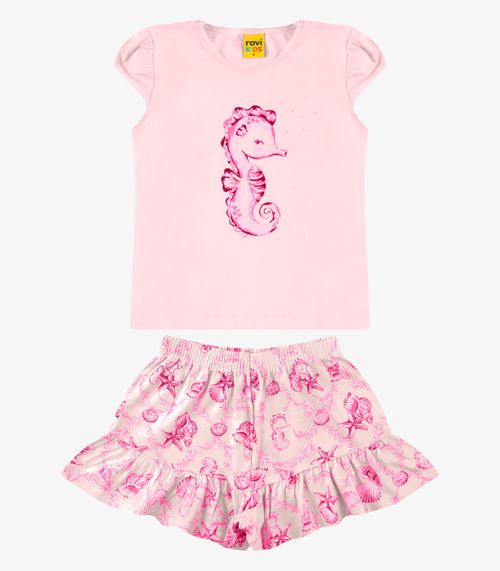 Conjunto Blusa Com Shorts Rovi Kids Rosa