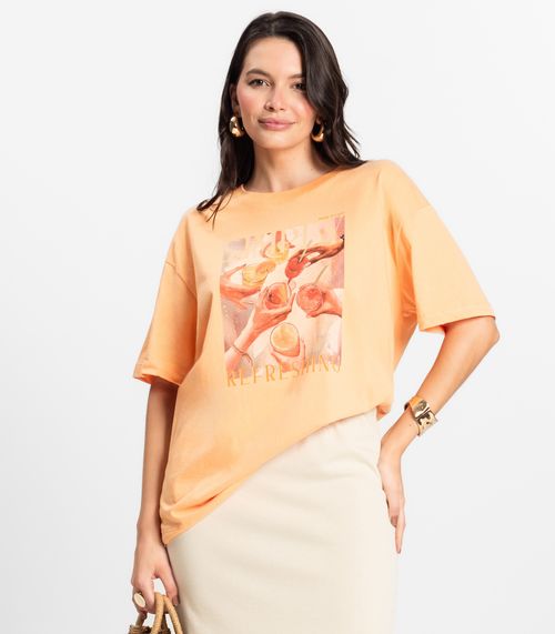 Camiseta Feminina em Meia Malha Rovitex Laranja