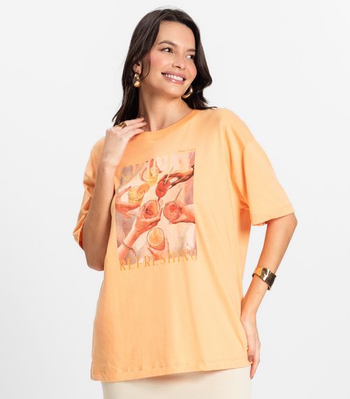 Camiseta Feminina em Meia Malha Rovitex Laranja