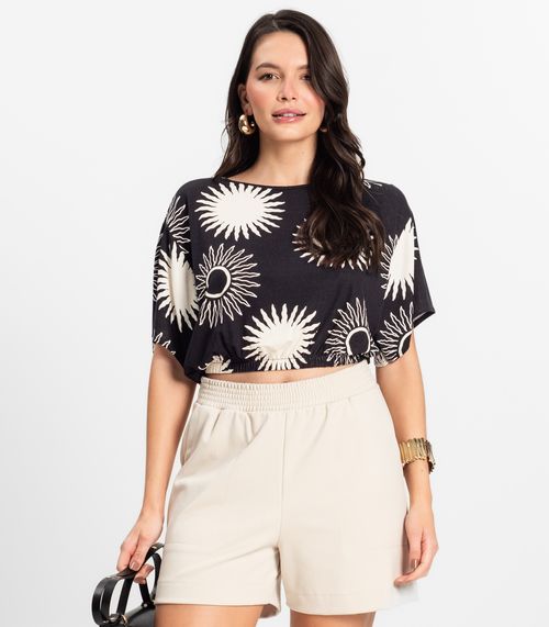 Blusa Feminina Manga Curta Rovitex Preto