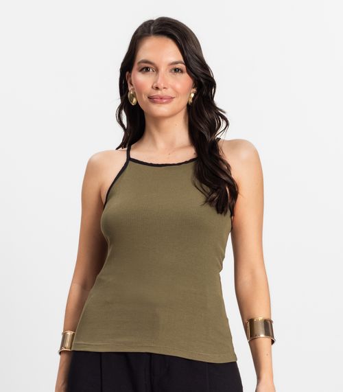 Regata Feminina em Ribana de Viscose Rovitex Verde