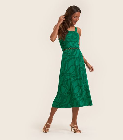 Vestido Midi em Viscotorcion Rovitex Verde