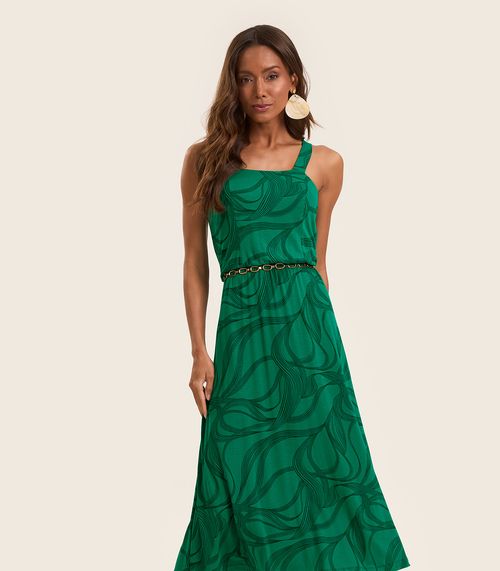 Vestido Midi em Viscotorcion Rovitex Verde