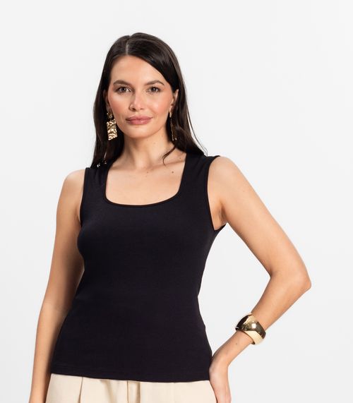 Regata Feminina em Ribana de Viscose Rovitex Preto