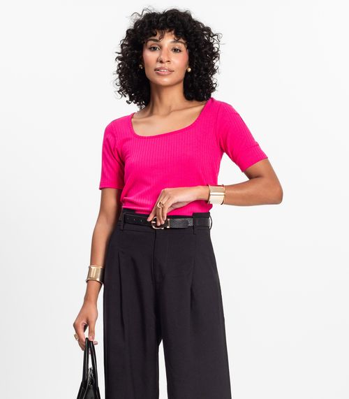 Blusa em Ribana Canelada Rovitex Rosa
