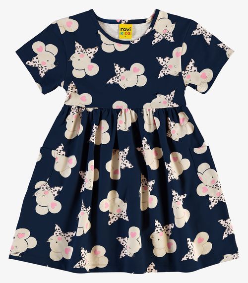 Vestido em Meia Malha Rovi Kids Azul