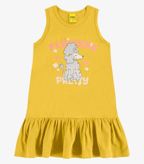 Vestido em Meia Malha Rovi Kids Amarelo