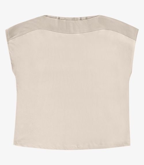 Blusa Manga Curta Feminina Plus Size Secret Glam Bege