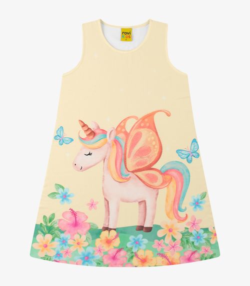 Vestido Poly Flex Touch Cotton Vestido Rovi Kids Amarelo