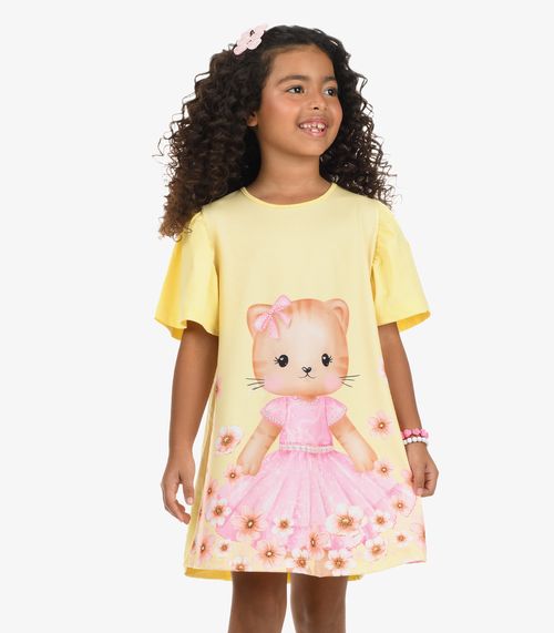 Vestido Poly Flex Touch - Meia Malha Rovi Kids Amarelo