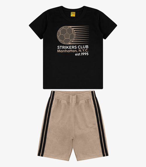 Conjunto Camiseta com Bermuda Menino Rovi Kids Preto