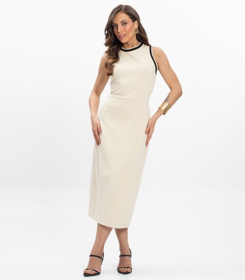 Vestido Midi Piquet Verona Feminino Endless Bege