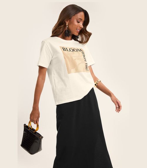 T- Shirt Feminina em Meia Malha Rovitex Bege