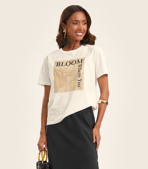 T- Shirt Feminina em Meia Malha Rovitex Bege