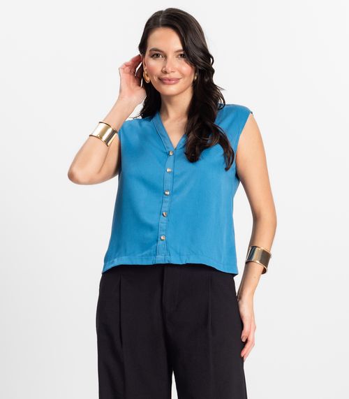 Camisa Feminina Viscose Sarjada Pesada Rovitex Azul