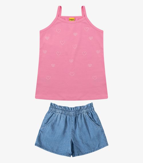 Conjunto Regata com Shorts Menina Rovi Kids Rosa
