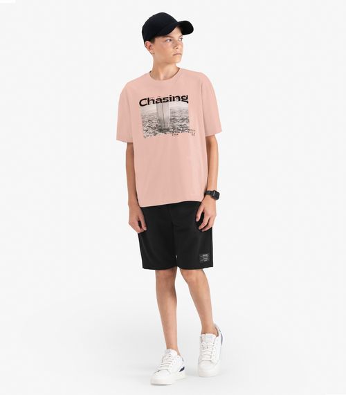 Camiseta Juvenil Masculina em Meia Malha Minty Rosa