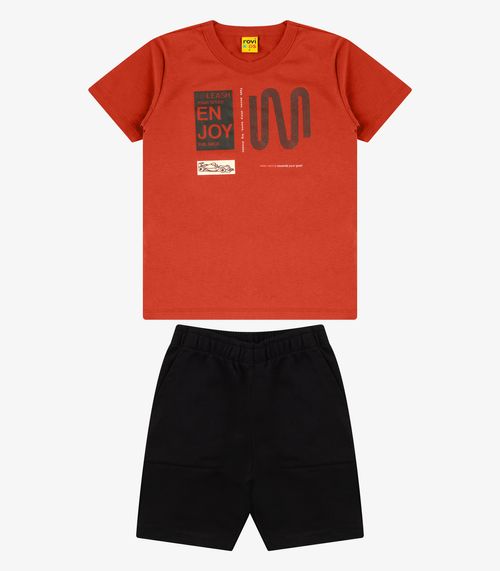 Conjunto Camiseta com Bermuda Menino Rovi Kids Laranja