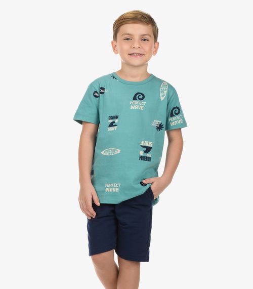Conjunto Camiseta com Bermuda Menino Rovi Kids Verde