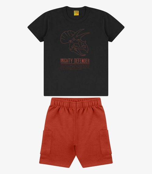 Conjunto Camiseta com Bermuda Menino Rovi Kids Preto