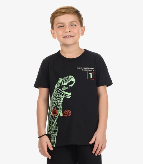 Camiseta Menino Meia Malha Rovi Kids Preto