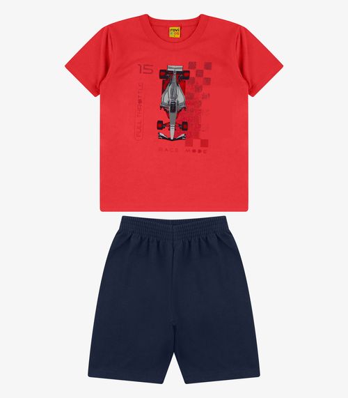 Conjunto Camiseta com Bermuda Masculino Rovi Kids Vermelho