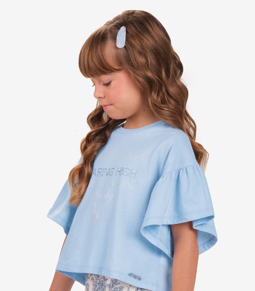 Conjunto Blusa com Ciclista Menina Trick Nick Azul