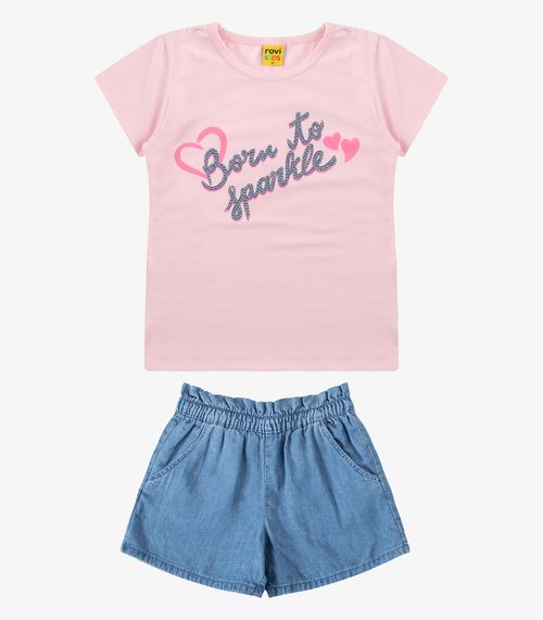Conjunto Blusa com Shorts Menina Rovi Kids Rosa