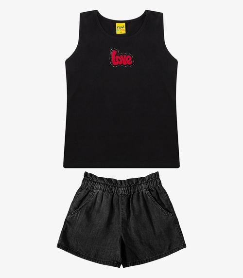 Conjunto Regata com Shorts Menina Rovi Kids Preto